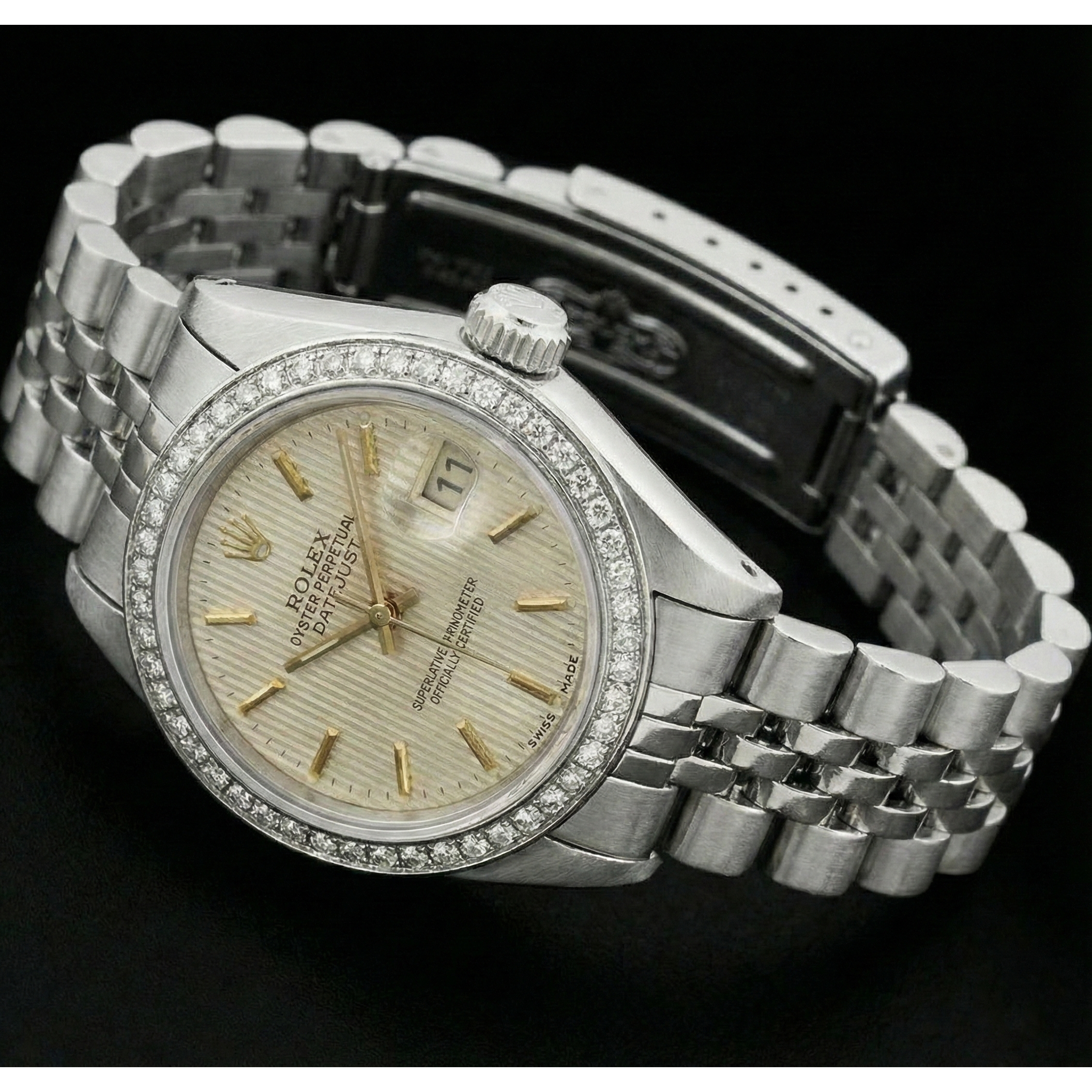 Ss Jubilee Bracelet Lady Watch Datejust White Stick Dial Rolex