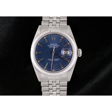 Ss Jubilee Rolex Datejust Men Watch Blue Stick Dial Fluted Bezel QUICK-SET
