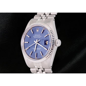Ss Jubilee Rolex Datejust Men Watch Blue Stick Dial Fluted Bezel QUICK SET1
