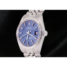 Ss Jubilee Rolex Datejust Men Watch Blue Stick Dial Fluted Bezel QUICK SET1