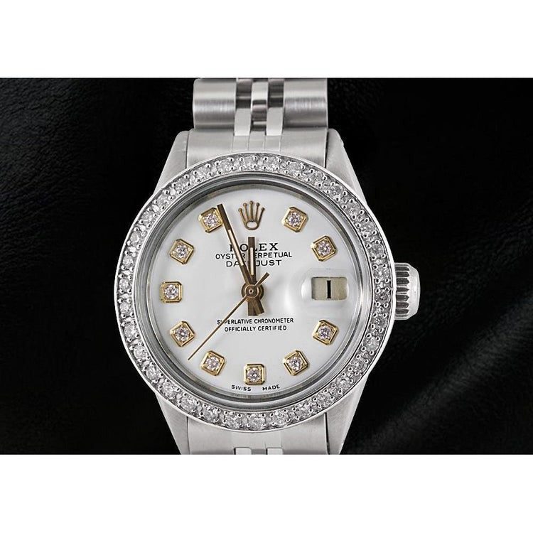 Ss White Natural Earth Mined Diamond Dial Bezel Jubilee Rolex Datejust Lady Watch