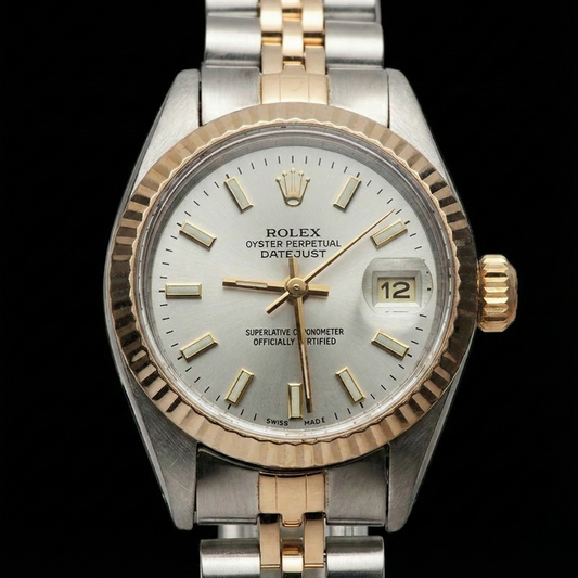 Ss & Yellow Gold Jubilee Rolex Date Just White Datejust Lady Watch