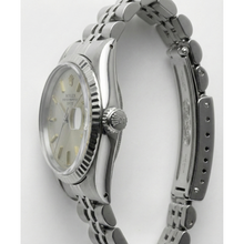 Stainless Steel Jubilee Date Watch Gray Stick Dial Fluted Bezel