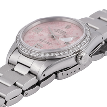 Stainless Steel Rolex Datejust Mens Watch Pink Dial Natural Earth Mined Diamond Bezel-QUICK SET