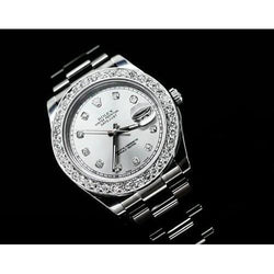 Stainless Steel Diamond Bezel Rolex Watch Silver Diamond Dial Ii