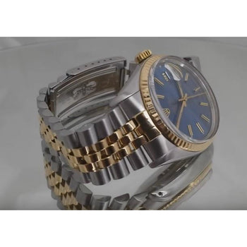 Stainless Steel & Gold Bracelet Rolex Datejust Men Watch Blue Dial-QUICK SET