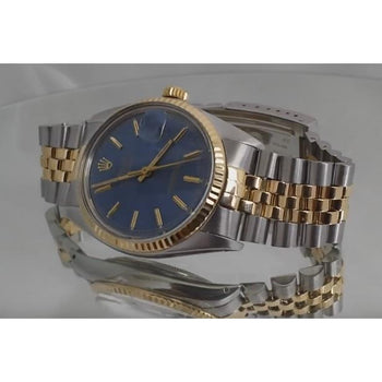 Stainless Steel & Gold Bracelet Rolex Datejust Men Watch Blue Dial QUICK SET1