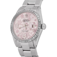 Stainless Steel Rolex Datejust Mens Watch Pink Dial-Diamond Bezel-QUICK SET
