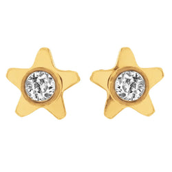 Star Style Diamond Stud Earrings Natural Old Miner 2 Carats Yellow Gold 14K