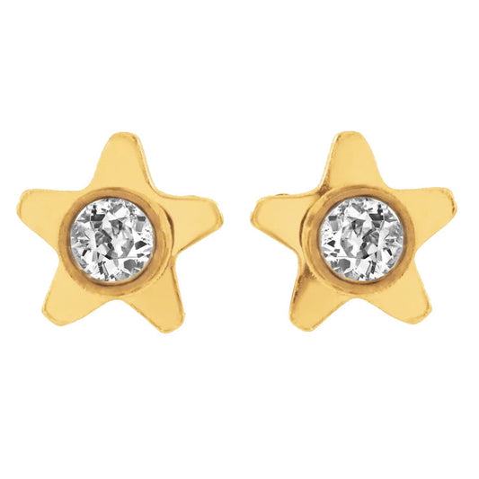 Star Style Diamond Stud Earrings Natural Old Miner 2 Carats Yellow Gold 14K