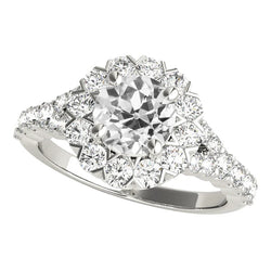 Star Style Halo Ring Round Real Old Mine Cut Diamond Jewelry 4.50 Carats