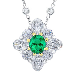 Luxury Fine Emerald Gemstone Pendant – 3 ct Two-Tone 14K Gold