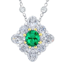 Fine Emerald Gemstone Pendant 3-ct Two-Tone 14K Gold – main view