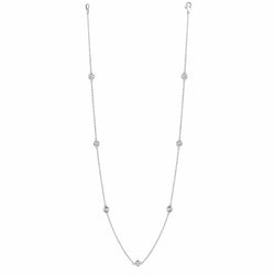 Station Real Diamond Necklace 4 Carats White Gold 14K