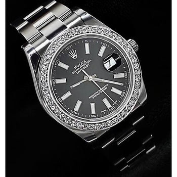 Custom Diamonds Bezel Mens Rolex 