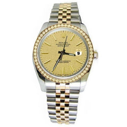 Stick Dial Diamond Bezel Rolex Datejust Watch Steel & Gold Jubile QUICK SET