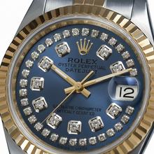 String Natural Earth Mined Diamond Dial Datejust Rolex Ladies Watch Ss & Gold