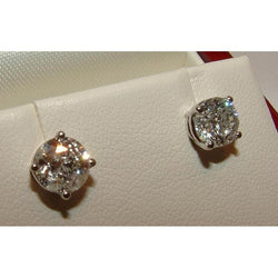 Stud Earrings 1.42 Ct White Gold Real Round Diamond Earring
