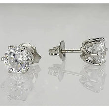 Stud Earrings 1.50 Carats Six Prong Real Round Diamond White Gold 14K