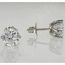 Stud Earrings 1.50 Carats Six Prong Real Round Diamond White Gold 14K