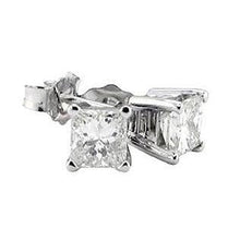 Stud Earrings 2.50 Ct. Princess Original Natural Earth Mined Diamond White gold 14K