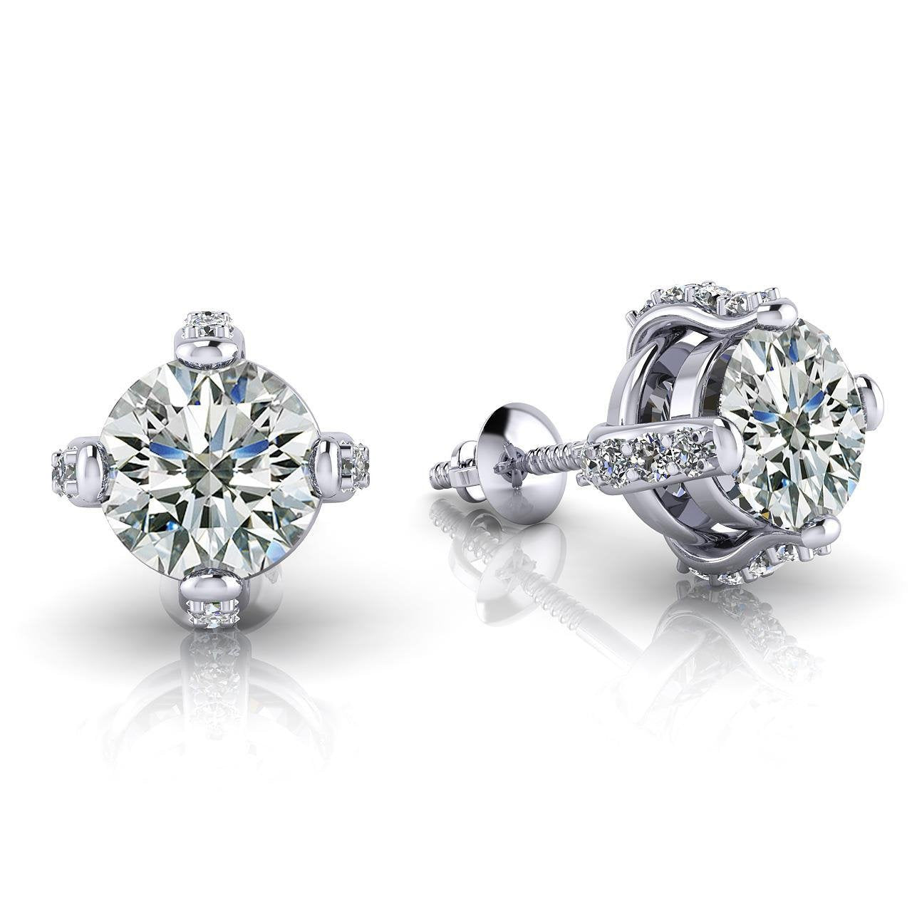Stud Earrings 4.60 Ct Sparkling Round Cut Real Diamonds