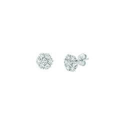 Stud Natural Diamond Earrings 1.04 Carats 14K White Gold