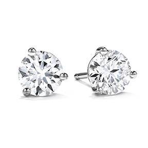 Stud White Gold Earring 2 Carats Prong Set Round Real Diamond