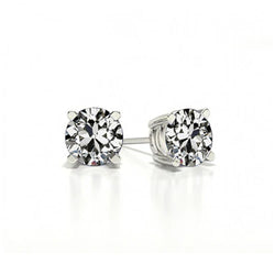 Old Mine Cut Brilliant Diamond Drop Earrings in 14K White Gold