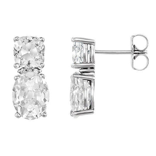 Old Mine Cut Brilliant Diamond ring in 14K White Gold – front view
