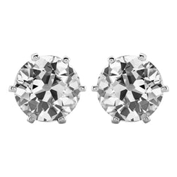 Brilliant Diamond Antique Cushion Drop Earrings 4 ct in 14 Karat