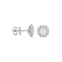 Studs Earrings Halo White Gold Round Cut 2.24 Carats Real Diamond