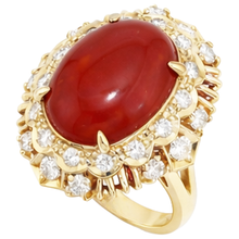 Stylish Coral Gold Cocktail Ring