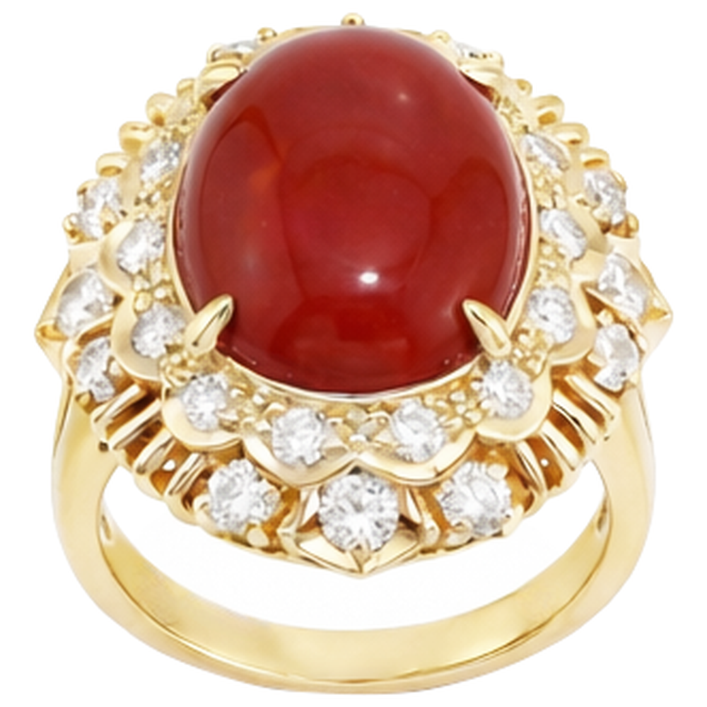 Stylish Coral Gold Cocktail Ring