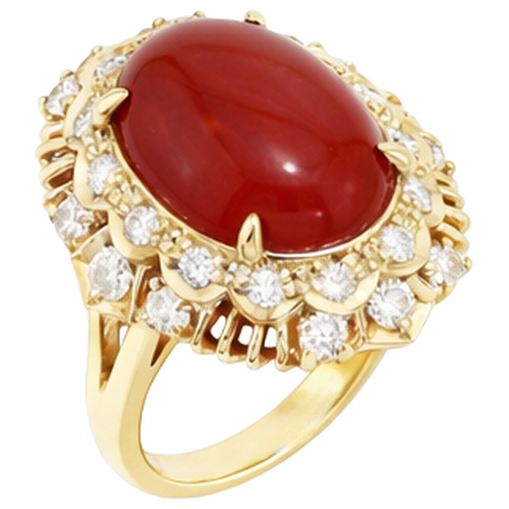 Stylish Coral Gold Cocktail Ring