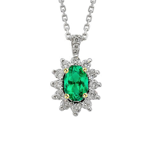 Fine Emerald Gemstone Pendant 1.50-ct 14K Two Tone Gold – main view