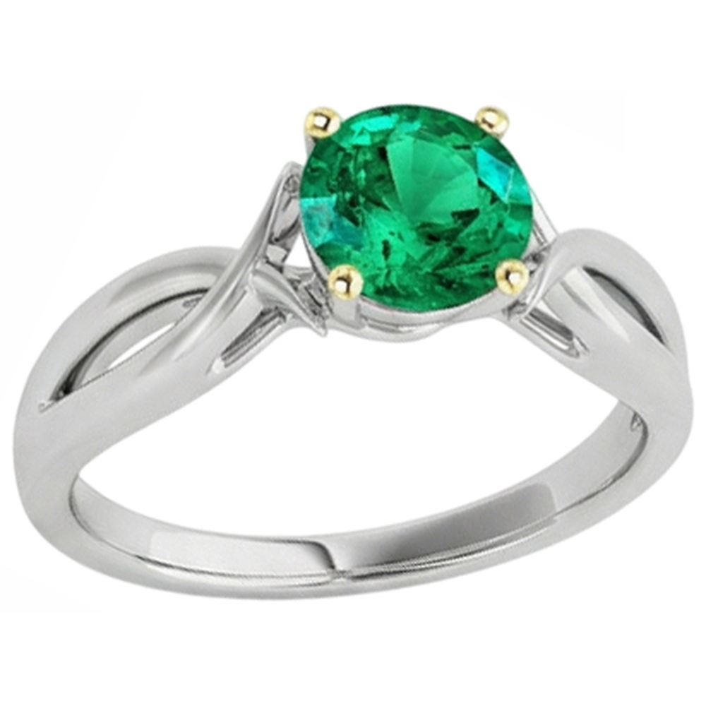 Emerald Precious Stone Ring 2-ct 14 Karat Two Tone Gold – angle view