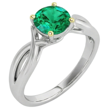 Emerald Precious Stone Ring 2-ct 14 Karat Two Tone Gold – front view