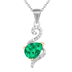 Pavé Gemstone Pendant – Emerald 1 ct Two-Tone 14K Gold