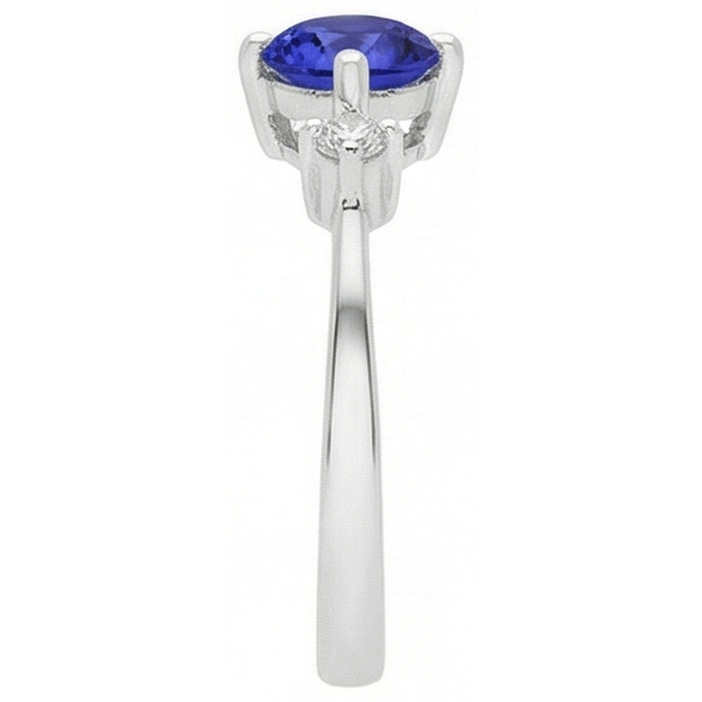 Tanzanite AAA Round Natural Earth Mined DIAMOND ( NOT LAB GROWN )s Women Fancy Ring White Gold 0.75 Carats