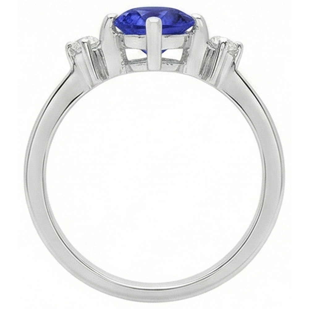 Tanzanite AAA Round Natural Earth Mined DIAMOND ( NOT LAB GROWN )s Women Fancy Ring White Gold 0.75 Carats