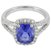 Tanzanite And Natural Earth Mined Diamond 4.85 Carats Anniversary Ring