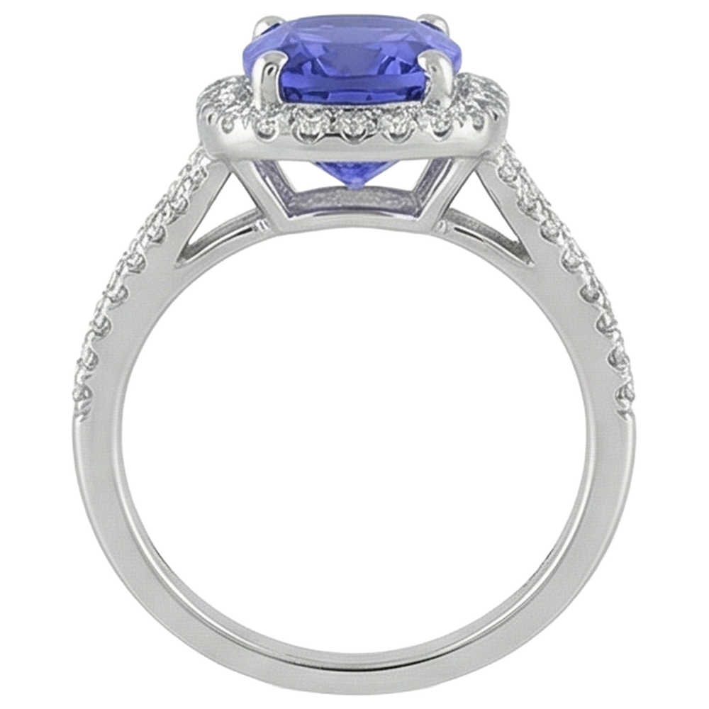 Tanzanite And Natural Earth Mined Diamond 4.85 Carats Anniversary Ring