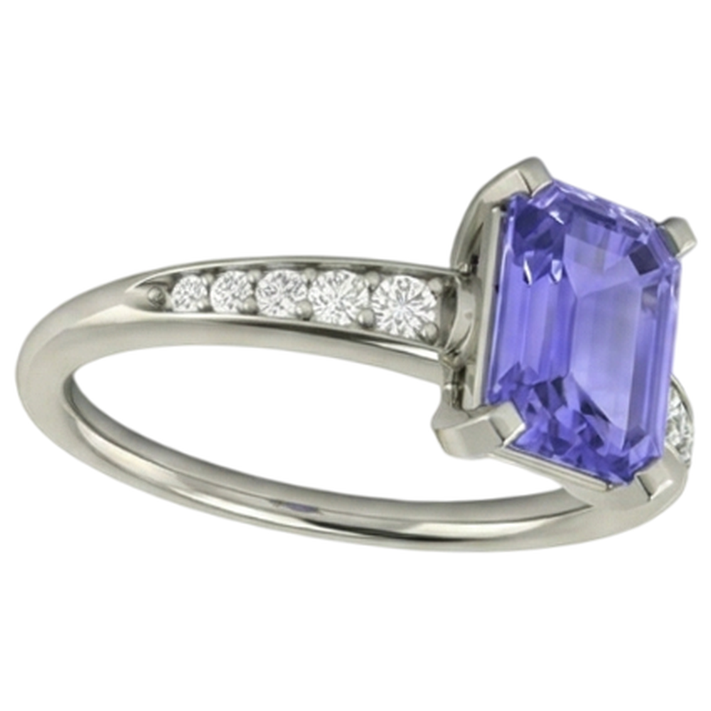 Tanzanite And Natural Earth Mined DIAMOND ( NOT LAB GROWN )s 3.85 Carats Ring White Gold 14K Prong Set