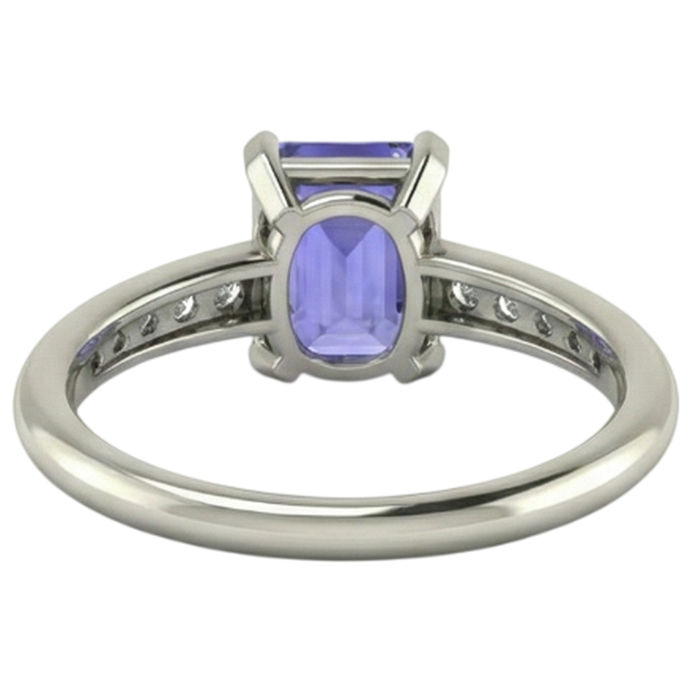 Tanzanite And Natural Earth Mined DIAMOND ( NOT LAB GROWN )s 3.85 Carats Ring White Gold 14K Prong Set