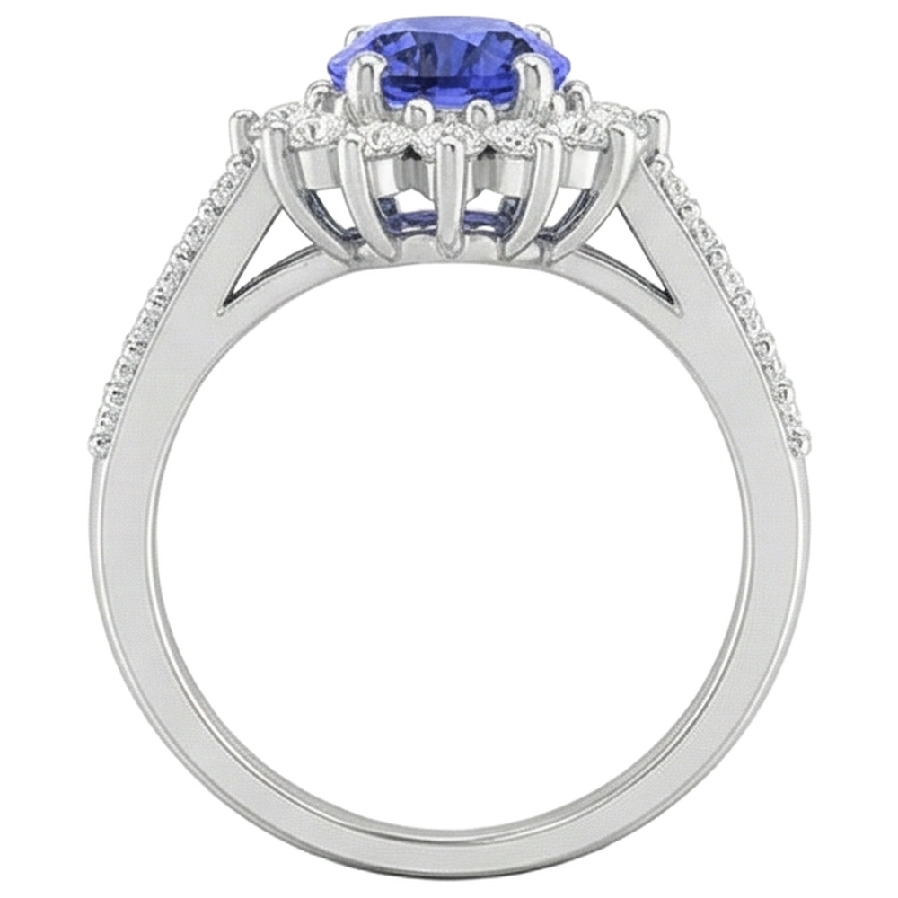 Tanzanite And Natural Earth Mined Diamonds 4.75 Carats Wedding Ring Gold White