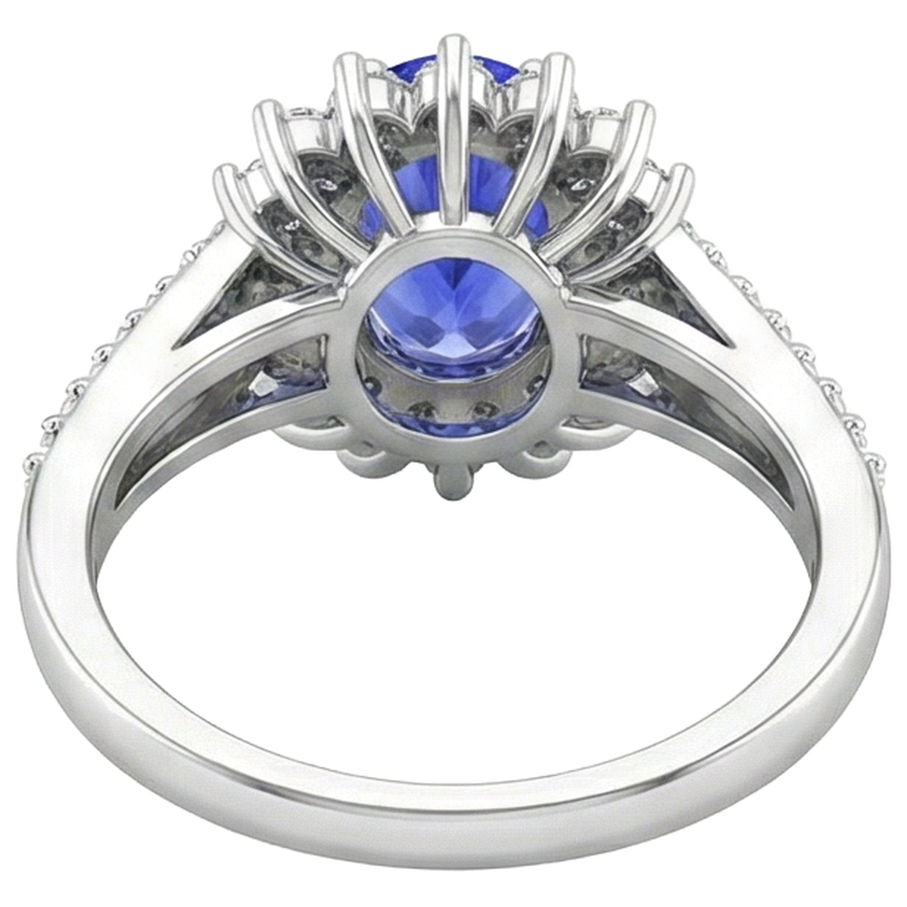 Tanzanite And Natural Earth Mined Diamonds 4.75 Carats Wedding Ring Gold White