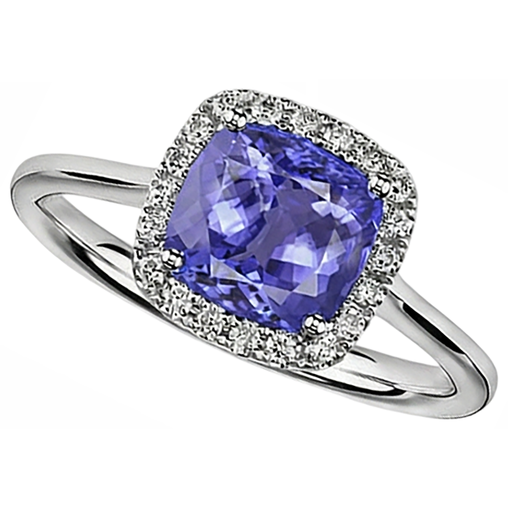 Tanzanite And Natural Earth Mined Diamonds 7.75 Ct Ring 14K White Gold New