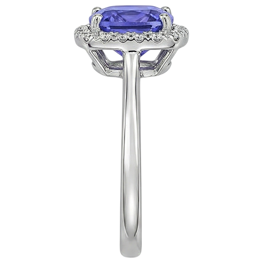 Tanzanite And Natural Earth Mined Diamonds 7.75 Ct Ring 14K White Gold New