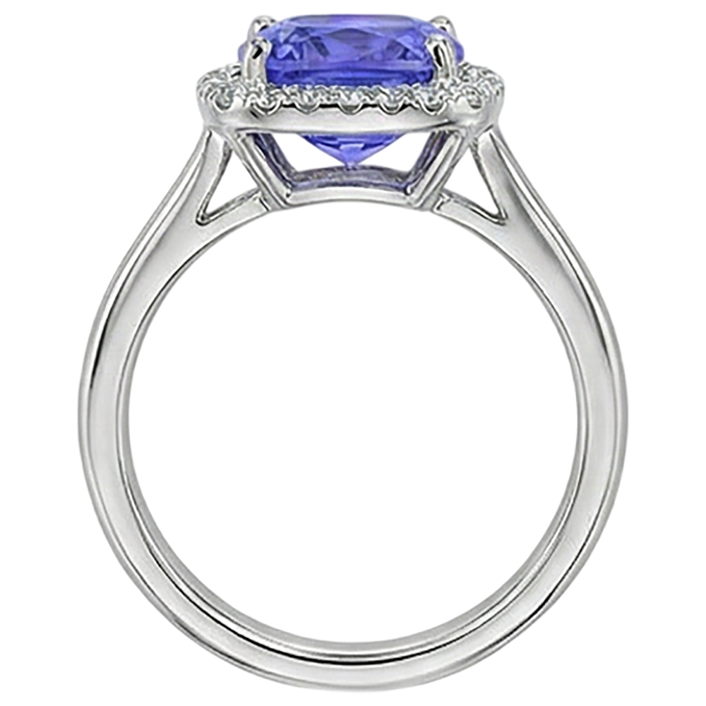 Tanzanite And Natural Earth Mined Diamonds 7.75 Ct Ring 14K White Gold New